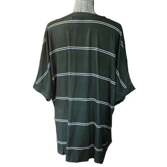 Bloomchic Green White Striped Rolled Sleeve Shirt Size 18/20 - Picture 3 of 6